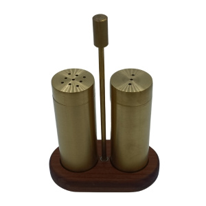 2'li altın kaplama ceviz tuzluk seti